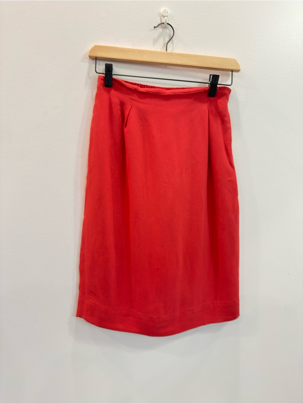 Vintage 90s Jones New York 100% Silk Coral Red Pencil Skirt Size 4